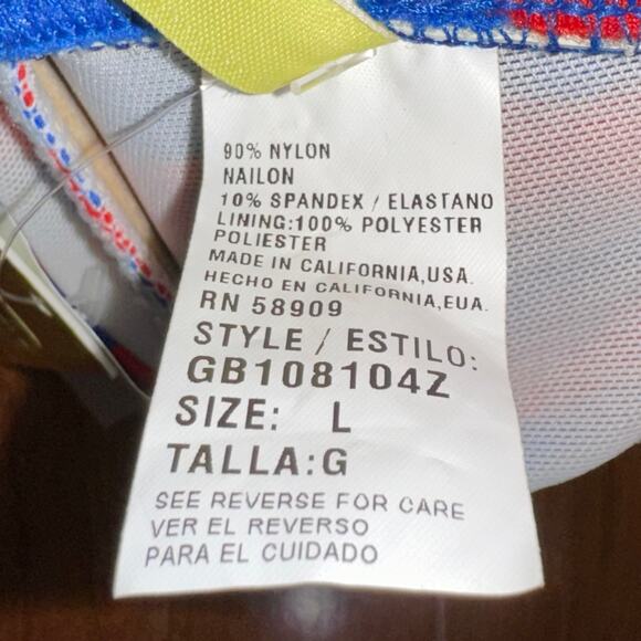 NWT Gianni Bini Molded Cup Halter Red Blue Stripe Bikini Top Size Large - Picture 8 of 11